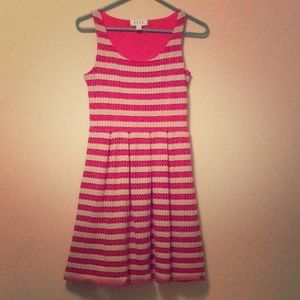 Red and cream striped dress